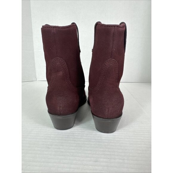 Lucky Brand Women's 6 Ankle Bootie Boot Suede Leather Western Cherry New/Sample - Picture 8 of 14
